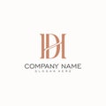 Luxury initial HD or DH monogram text letter logo design