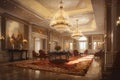 Luxury interior of the classic palace. 3D render.