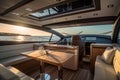 Luxury interior of a cruise ship with a view of the sea