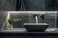 Luxury interior design of bathroom. Sink, faucet and running water. Modern lifestyle. AI Generated Royalty Free Stock Photo