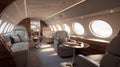 Luxury interior modern business jet. AI generated Royalty Free Stock Photo