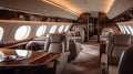 Luxury interior modern business jet. AI generated Royalty Free Stock Photo