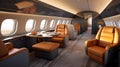 Luxury interior modern business jet. AI generated Royalty Free Stock Photo