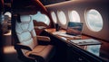 Luxury interior modern business jet. AI generated Royalty Free Stock Photo