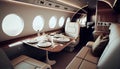 Luxury interior modern business jet. AI generated Royalty Free Stock Photo