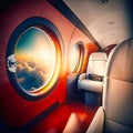 Luxury interior in the modern business jet, generative AI Royalty Free Stock Photo