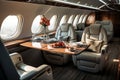 A Luxury Interior in Modern Business Jets. Generative By Ai Royalty Free Stock Photo