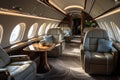 A Luxury Interior in Modern Business Jets. Generative By Ai Royalty Free Stock Photo