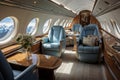 A Luxury Interior in Modern Business Jets. Generative By Ai Royalty Free Stock Photo