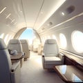 Luxury interior in the modern private business jet Royalty Free Stock Photo