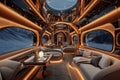 luxury interiors of futuristic orient express train Generative AI Royalty Free Stock Photo