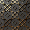 luxury islamic geometric pattern made of gold lines on a dark matte background Royalty Free Stock Photo