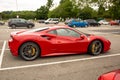 Luxury Italian red Ferrari in the parking place