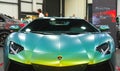 Luxury Italian supercar at the Royal Auto Show. Front View.