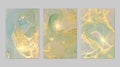 Luxury jade, yellow and gold marble abstract background set Royalty Free Stock Photo