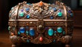 Luxury jewelry, gold crown, antique furniture, symbol of ancient royalty generated by AI