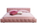 Luxury king size pink squaring bed with accent pillows. 3d render Royalty Free Stock Photo
