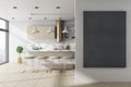 Luxury kitchen interor and blank black banner