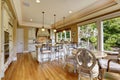 Luxury kitchen room with dining table