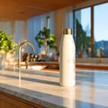 Luxury Kitchen White Water Bottle on Marble Countertop Royalty Free Stock Photo