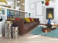 Luxury large living room in the style of kitsch. Royalty Free Stock Photo