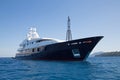 Luxury large super or mega motor yacht in the blue sea.