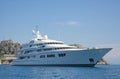 Luxury large super or mega motor yacht in the blue sea. Royalty Free Stock Photo