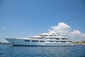 Luxury large super or mega motor yacht in the blue sea.