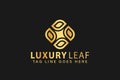 Luxury Leaf Round Square Logo Design Vector Illustration