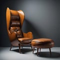 Luxury leather armchair in dark interior. generative ai Royalty Free Stock Photo