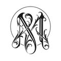 Luxury legacy vintage M monogram logo lettering outline