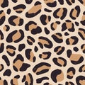 Luxury leopard fur texture seamless pattern vector flat illustration. Colorful spotted exotic print. Elegant natural