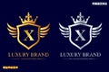 X Luxury Letter Logo, Luxury Brand Logo, Royal Logo With wings and king crown