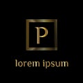 Luxury letter P Logo. Vector logo template sign, symbol, icon, vector luxury frame