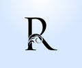 Luxury letter R Crest logo. Vintage classic drawn emblem for book design, weeding card, brand name, business card, Restaurant,
