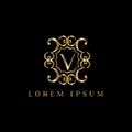 Luxury letter V Logo. Vector logo template sign, symbol, icon, vector luxury frame