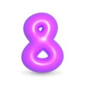 Luxury lilac balloon digit eight. 3d realistic design element. For Anniversary