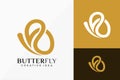 Luxury Line Art Butterfly Logo Vector Design. Abstract emblem, designs concept, logos, logotype element for template Royalty Free Stock Photo