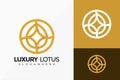 Luxury Line Art Lotus Logo Vector Design. Abstract emblem, designs concept, logos, logotype element for template Royalty Free Stock Photo