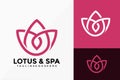 Luxury Line Art Lotus Spa Logo Vector Design. Abstract emblem, designs concept, logos, logotype element for template Royalty Free Stock Photo