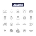 Luxury line vector icons and signs. Grandeur, Lavishness, Magnificence, Exquisite, Splendor, Extravagance, Aristocratic Royalty Free Stock Photo