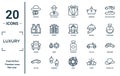 luxury linear icon set. includes thin line ganster, vest suit, throne, lux car, fedora hat, cottage, limousine icons for report,