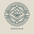 Luxury linear monogram minimal geometric vintage hipster