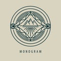 Luxury linear monogram minimal geometric vintage hipster