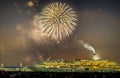 Luxury liner and fireworks Yokohama Sparkling Twilight