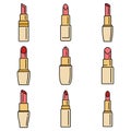 Luxury lipstick icons set vector color