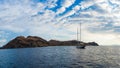 Luxury liveaboard moored in Komodo National Park