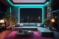 Luxury living with a futuristic touch neon lights in modern interiors