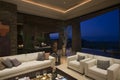 Luxury Living Room In House At Night Royalty Free Stock Photo