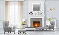 Luxury living room interior background with fireplace and furniture in classic style Royalty Free Stock Photo